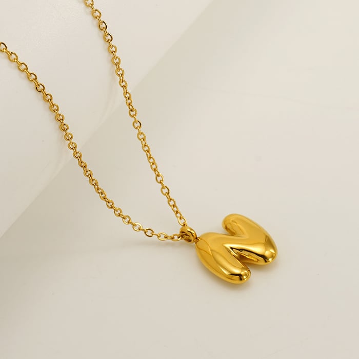 1 Piece Simple Series Daily Letter N Titanium Steel  Gold Color Unisex Pendant Necklaces 